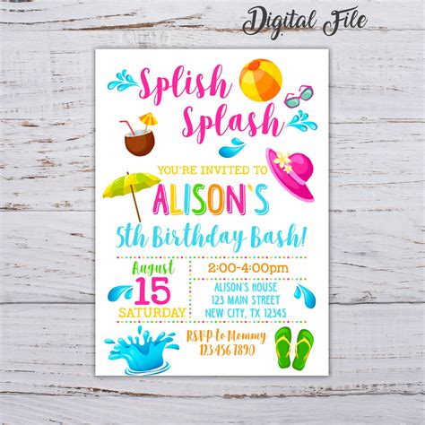 splash birthday party invitations|super cool pool party invitations.